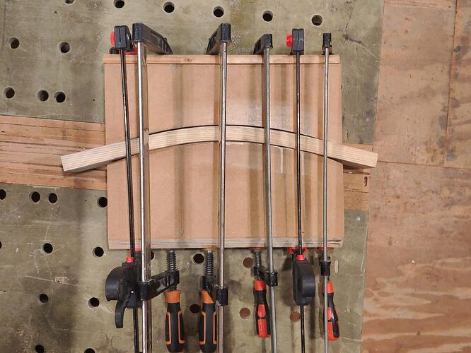 Clamped board after bending