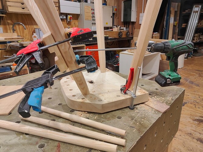 Drilling holes for leg stretchers